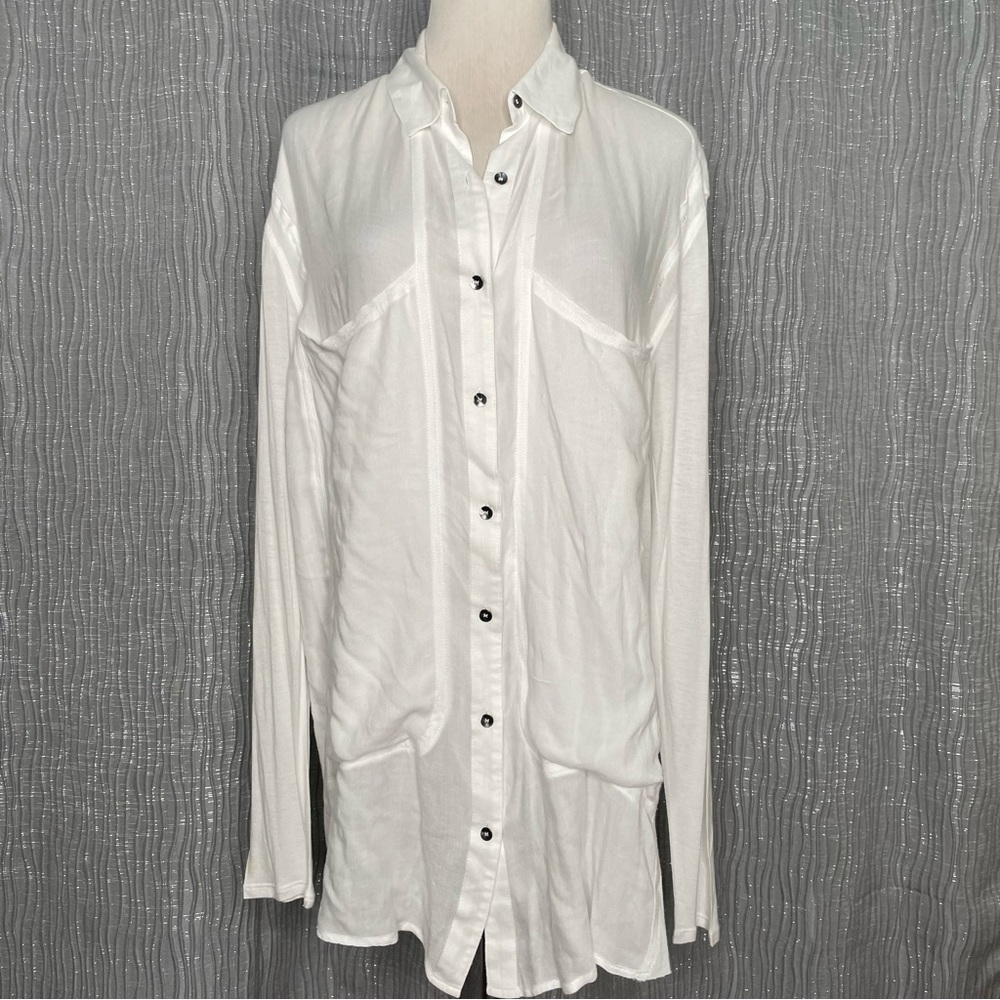 Free People Oversized Button Down Multi Pocket Sh… - image 1